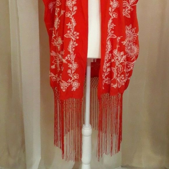 Denim 24/7 Orange Coral Floral Shrug (12-16) NWOT - Picture 2 of 6